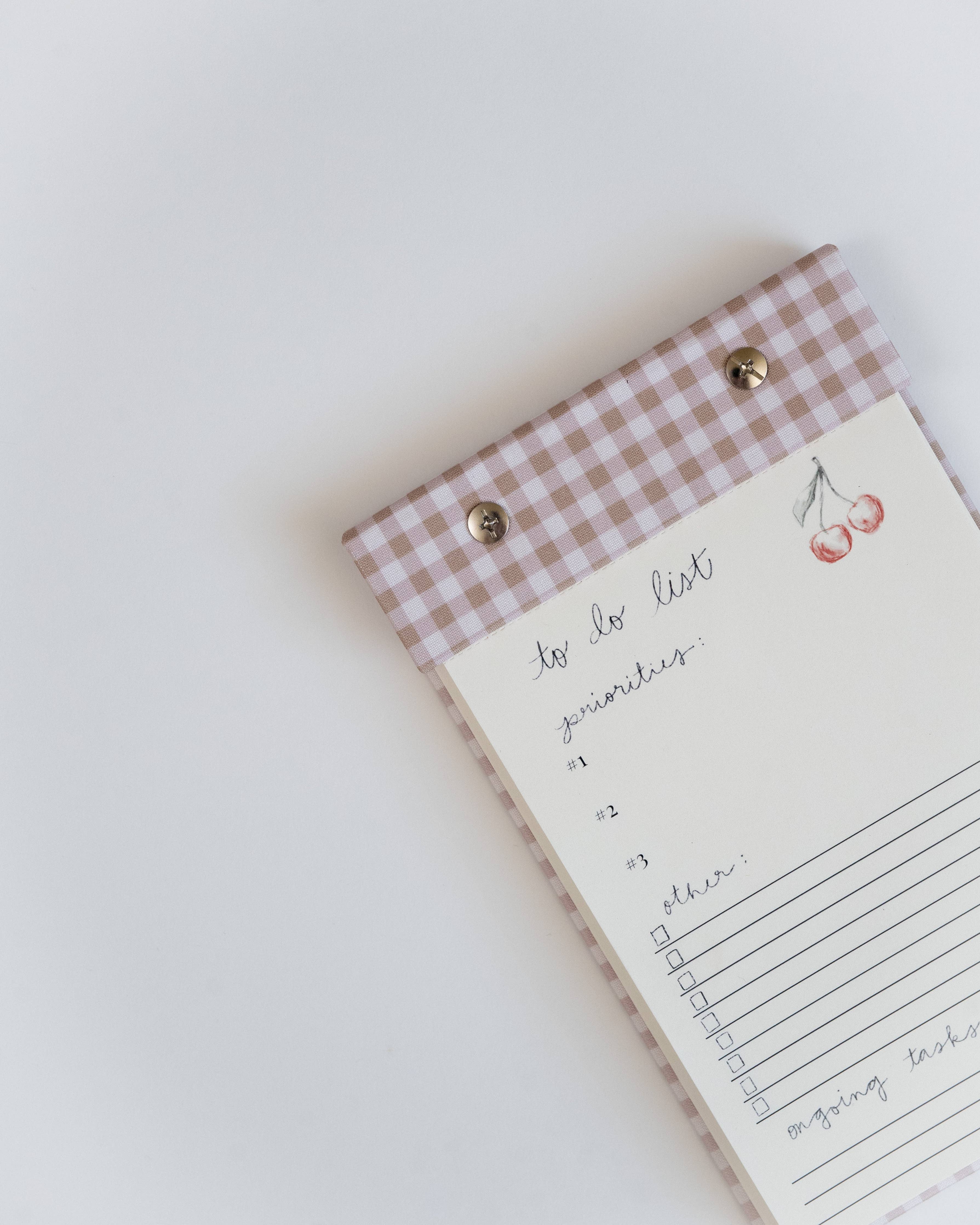 To-Do List Notepad in Oatmeal Gingham