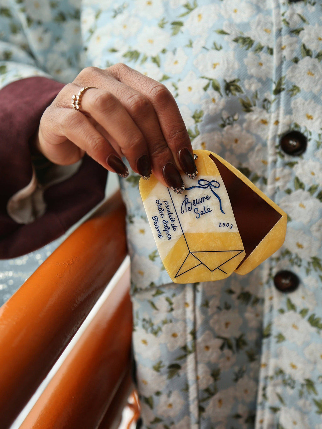 Hand-painted French Butter Compact Mirror | Eco-Friendly
