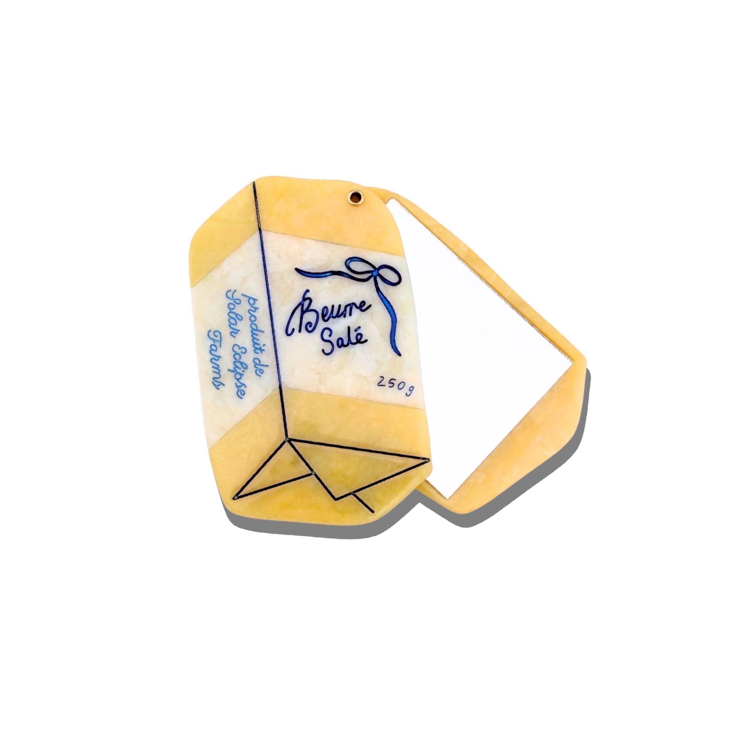 Hand-painted French Butter Compact Mirror | Eco-Friendly