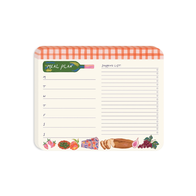 Sip and Savor meal plan notepad with shopping list