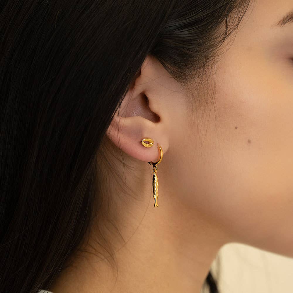 Tiny Fish Huggie Hoop Earrings