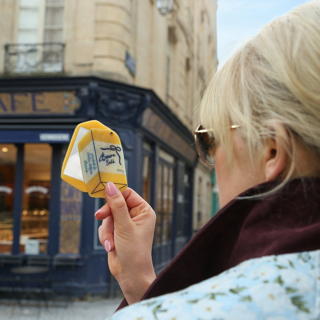 Hand-painted French Butter Compact Mirror | Eco-Friendly